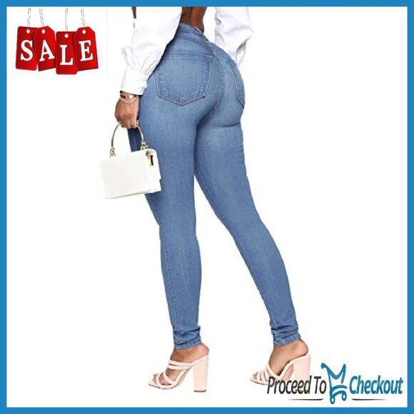 High Waisted Skinny Stretch Jeans Butt Lifting Slim Fit Denim Pants - Picture 3 of 8